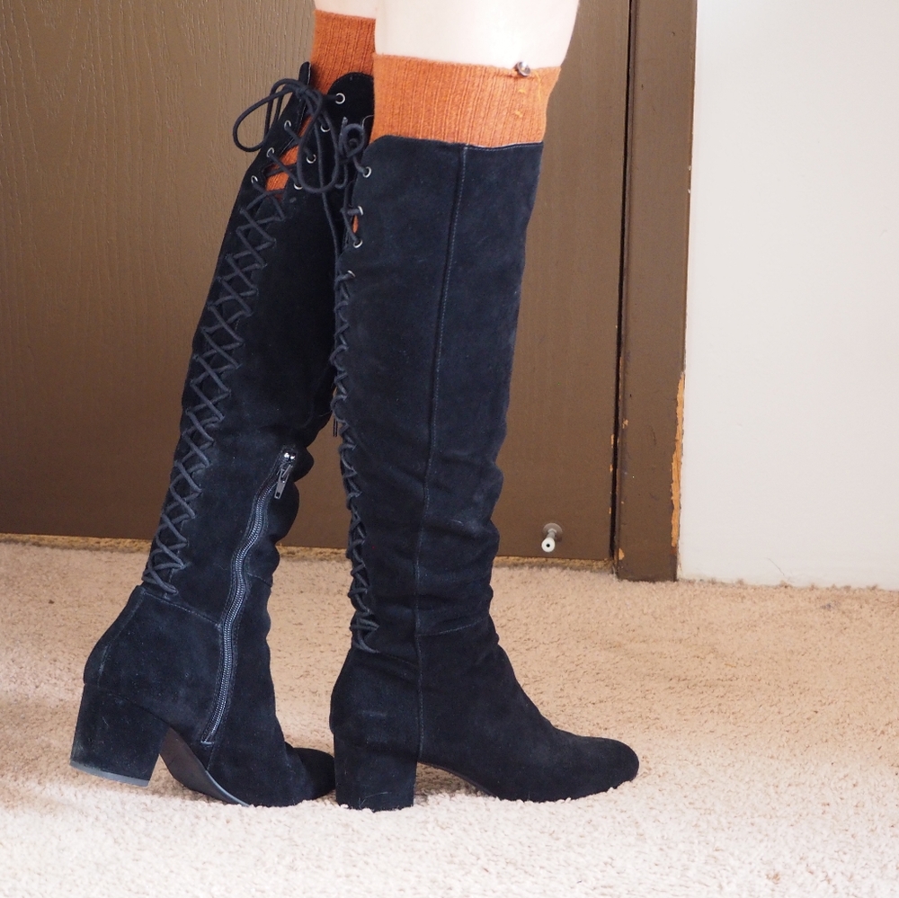 Steve Madden Hansil lace up knee suede boots